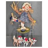 ANNALEE SCARECROW AND ORNAMENTS