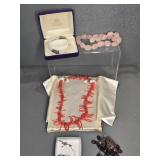 JADE, RED CORAL, ROSE QUARTZ JEWELRY