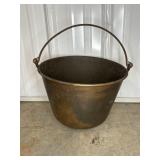 BRASS CAULDRON W/ HANDLE, "MILLER & CO.", 11" DIA.