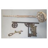 CAST IRON GRAVE MARKER AND JOHN DEERE CAST IRON