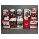 BUDWEISER CERAMIIC STEINS (5)