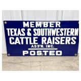 "TEXAS & SOUTHWESTERN CATTLE RAISERS" SIGN 20"X10"