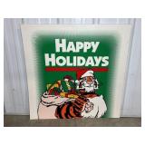 ESSO TIGER "HAPPY HOLIDAYS" PAPER SIGN, 28"X28"