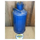 5 GAL. OIL CAN, W/ BLUE SUNOCO STICKER, 24" T