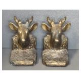 1950 METAL DEER HEAD BOOK ENDS
