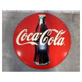 COCA-COLA  RED PLASTIC BUTTON SIGN, 36" DIA.