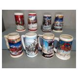 BUDWEISER CERAMIC STEINS (9)