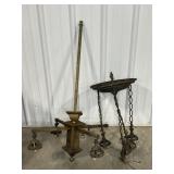 (2) GAS CEIILING-FIXUTRE BRASS LAMPS