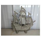 CAST ALUMINUM SAILSHIP DOORSTOP, 11"T