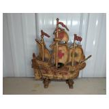 CAST IRON SAILSHIP DOORSTOP, W/ LIGHT FIXTURE, 12"