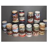 12 CERAMIC BUDWWEISER STEINS