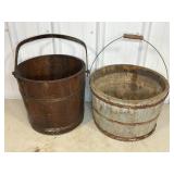 (2) WOOD BUCKETS
