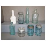(8) GLASS JARS/BOTTLES