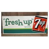 "FRESH UP WITH 7 UP" METAL ADVERTISING SIGN, 30"L