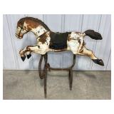 CAST IRON CAROUSEL HORSE, ON STAND, 42"L