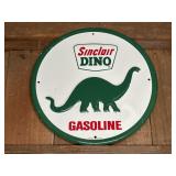 SINCLAIR GASOLINE "DINO" ROUND SIGN, 12" DIA.