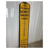 "SEMET SOLVAY COKE" PORCELAIN THERMOMETER, 39"L