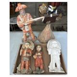 (5) CERAMIC INDIAN & WESTERN STATUES