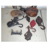 GROUP OF BARN PULLEYS