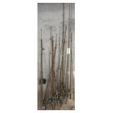 20+ FISHING POLES, MOST HAVE REELS