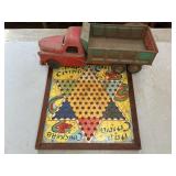 PRESSED METAL TOY TRUCK, CHINESE CHECKERS BOARD