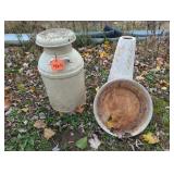 MILK CAN, BIRD BATH