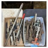 GROUP OF REAMERS, LARGE DRILL BITS, MACHINIST TOOL