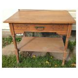 CARVED WOOD ROLLING SINGLE-DRAWER STAND