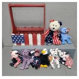 BEANIE BABIES W/ AMERICANA TOTE