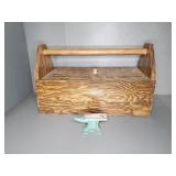 WOOD TOOL BOX AND JEWELERS ANVIL