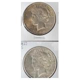(2) PEACE SILVER DOLLARS