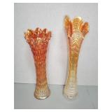 CARNIVAL GLASS VASES (2)