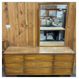 9 DRAWER DRESSER WITH AN ATTACHED MIRROR