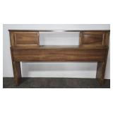 WOODEN HEAD BOARD W/ SLIDING DOORS