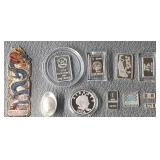 MIXED GROUP OF .999 SILVER BARS & COINS