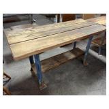 WOODEN WORK BENCH WITH METAL LEGS - CLEAN