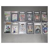 (12) MIXED NFL GRADED SPORTS CARDS