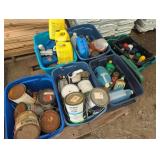 PALLET OF PAINTS AND SHOP FLUIDS