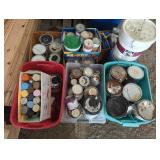 PALLET OF VARIOUS PAINTS, SHOP FLUIDS