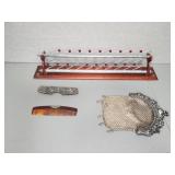 MCM TIE RACK, GERMAN SILVER MESH BAG