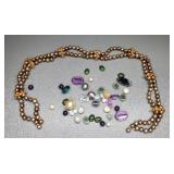 MISC. GROUP OF PEARLS, GEMSTONES