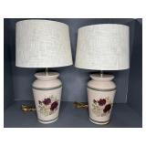 (2) CERAMIC TABLE LAMPS WITH PAINTED FLOWERS