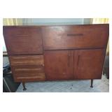 MIDCENTURY WOOD DESK ARMOIRE, 56"X20"X42"