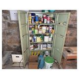 METAL CABINET W/ ASST. HOME & SHOP FLUIDS