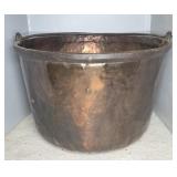 ANTIQUE HAMMERED COPPER CAULDRON, 22" DIA.