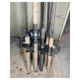 (6) FISHING POLES W/ REELS