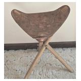 HAND TOOLED LEATHER STOOL