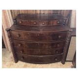 ANTIQUE BOW FRONT CHEST OF DRAWERS