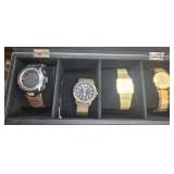 (4) MENS WRISTWATCHES & CASE