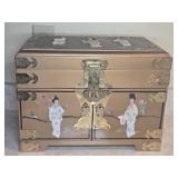 LACQUER ASIAN JEWLERY BOX, 14"X9"X10"